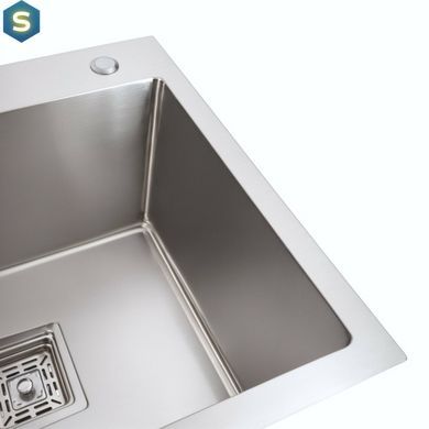 Кухонна мийка Platinum Handmade 780x430x220 R нержавійка (квадратний сифон,3.0/1.0), Нержавіюча сталь