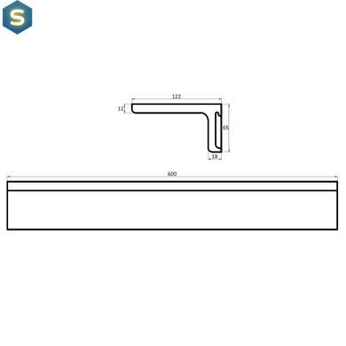 Полиця з каменю для ванної кімнати Volle Solid Surface 600 x 120 x 65 мм white matt 18-40-115, Белый матовый