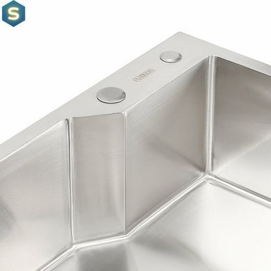 Кухонная мойка Platinum Handmade 650x430x220 (толщина 3,0/1,5 мм корзина и дозатор в комплекте), Нержавеющая сталь