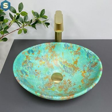 Умивальник (раковина) VBI PARMA MARBLE GREEN MATT накладний, Зелений