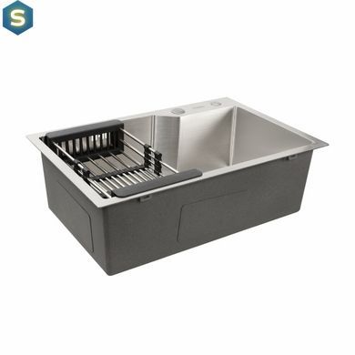 Кухонная мойка Platinum Handmade 650x430x220 (толщина 3,0/1,5 мм корзина и дозатор в комплекте), Нержавеющая сталь