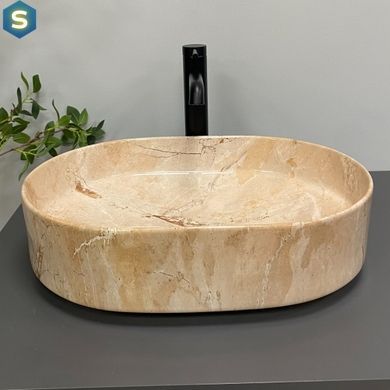 Умывальник VBI Verona 50 travertine glossy накладной VBI-011326, Бежевый