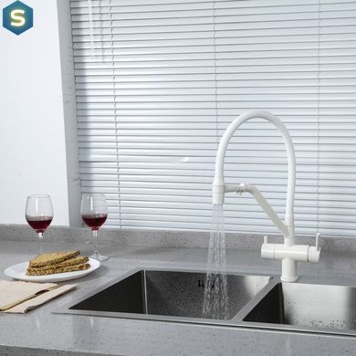 Смеситель для кухни на две воды Gappo G4398-88, Белый