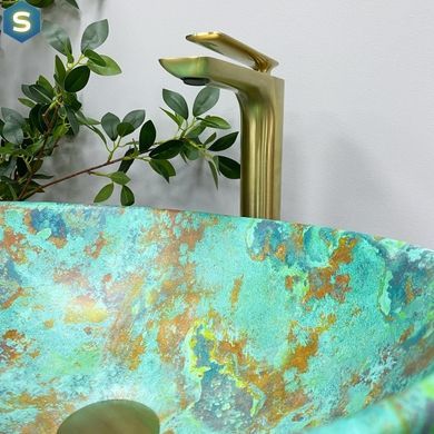 Умивальник (раковина) VBI PARMA MARBLE GREEN MATT накладний, Зелений