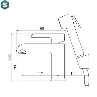 Змішувач з гігієнічною лійкою Qtap Grand QTGRA272CRW45671 Chrome/White, Білий