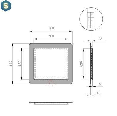 Дзеркало Sanwerk Ультра "Космо" 88x83 белое ZU0000140, Білий