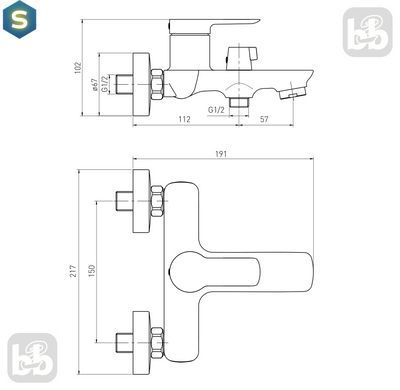Змішувач для ванни 35 мм, de la noche Volle Libra 1521.030104, Черный матовый