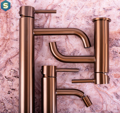 Смеситель для умывальника Rea Lungo brushed copper низкий REA-B1112, Теплый закат