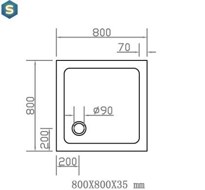 Душовий піддон Volle Compuesto 80x80x3, 5 см квадратний white 4487.12808007, Білий, білий