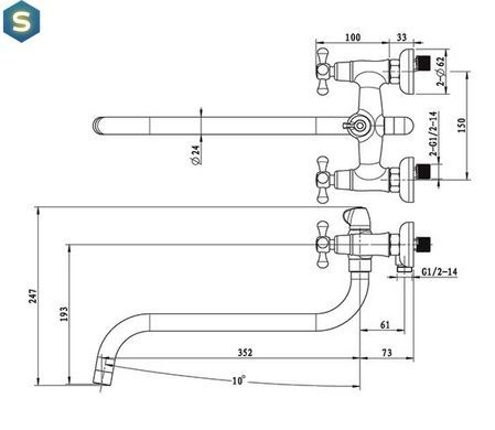 Смеситель для ванны Mixxen Poma MXAL0357BR, Бронза
