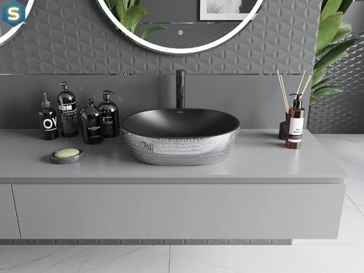 Умывальник Mexen Viki silver black matt с узором накладной MEX-21054872, Хром