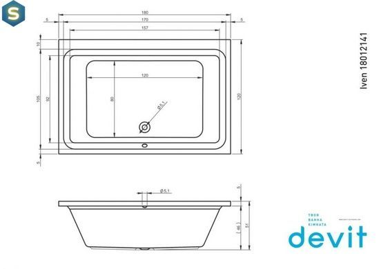 Ванна акрилова Devit Iven 180x120 см 18012141