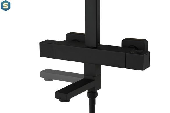 Душова система Corsan Ango Black Matt з термостатом та виливом CMN02TBLW, Черный матовый