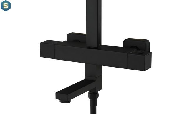 Душова система Corsan Ango Black Matt з термостатом та виливом CMN02TBLW, Черный матовый