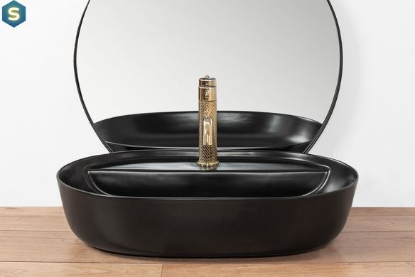 Умывальник Rea Cleo black mat накладной черный REA-U0035, Черный матовый