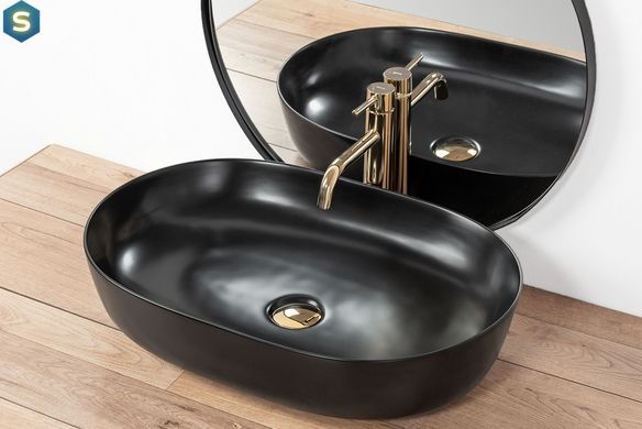 Умывальник Rea Cleo black mat накладной черный REA-U0035, Черный матовый