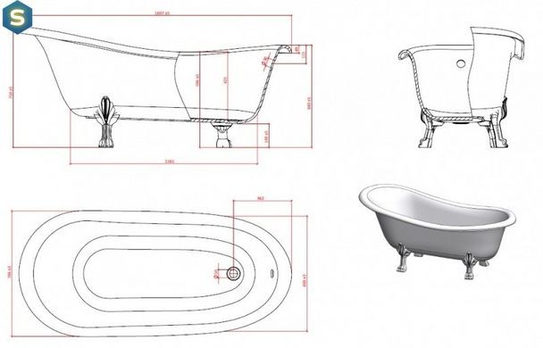 Ванна акриловая отдельностоящая Gruppo Treesse Epoca 170x80 V5071 chromo