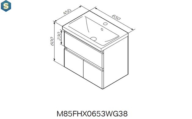 Тумба с раковиной AM.PM X-Joy подвесная 65, белый глянец M85-FHX0653-WC0653WG38, Белый