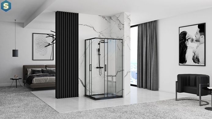 Душевая кабина Rea Punto 80x100 black REA-K4806, Черный/золото, Универсальная, прозрачный