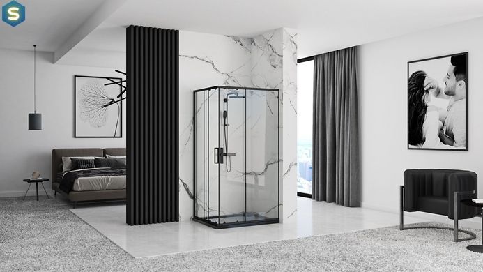 Душевая кабина Rea Punto 80x100 black REA-K4806, Черный/золото, Универсальная, прозрачный