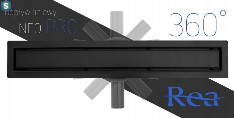 Душовий канал Rea Neo Pro black 2в1 чорний 90 см REA-G8908