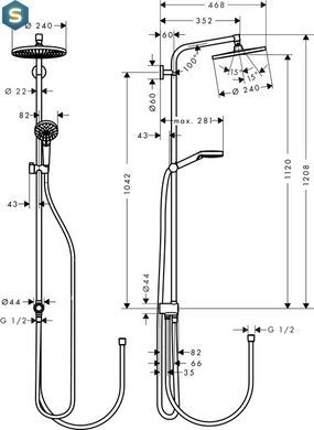 Душевая система Hansgrohe Crometta S 240 1jet Showerpipe Reno 27270000