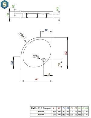 Душовий піддон Radaway Patmos A 90 Compact 4S99155-05