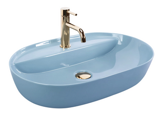 Умивальник Rea Aura 61 blue shiny накладний REA-U6618, Синий