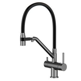 Смеситель для кухни на две воды Gappo G4398-89 сталь, Графитовый хром