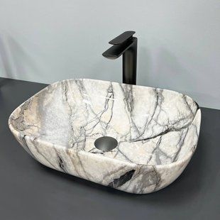 Умывальник (раковина) VBI RAVENNA LIGHT GREY ONYX GLOSSY накладной, узор