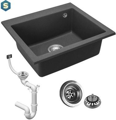 Гранитная кухонная мойка Rea West XL black ZLE-00116, Черный матовый