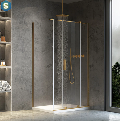 Душевая кабина Rea Montana 130x90 brashed gold KPL-K2517, Золотой, Универсальная, прозрачный, золотой