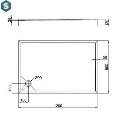 Душевой поддон Qtap Tern 3012812 120x80x12 см + сифон, Белый, Универсальная, белый, мелкий (до 20 см)