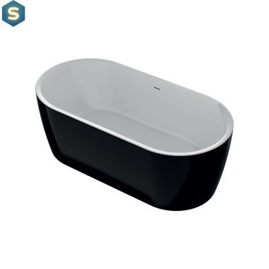 Ванна акриловая отдельностоящая Koller Pool PureLine 1600x800 White/MattBlack с сифоном 0266251501, Черный матовый
