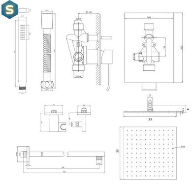 Душова система Kohlman Axis 35 chrome + BOX прихованого монтажу QW210NQ35, Хром