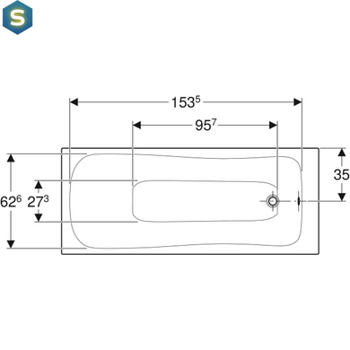 Ванна акриловая Geberit Selnova 170x70 554.284.01.1 + ножки, Белый