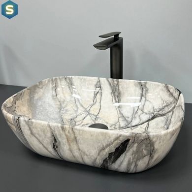 Умывальник (раковина) VBI RAVENNA LIGHT GREY ONYX GLOSSY накладной, узор