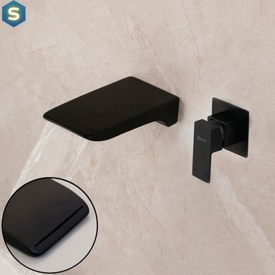 Змішувач для умивальника Rea Mason black чорний настінний REA-B0690, Чорний/золото