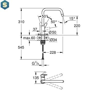 Змішувач для кухні Grohe QuickFix Start 304702430, Черный матовый