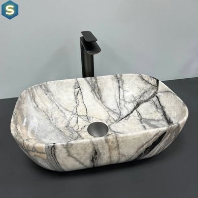 Умывальник (раковина) VBI RAVENNA LIGHT GREY ONYX GLOSSY накладной, узор