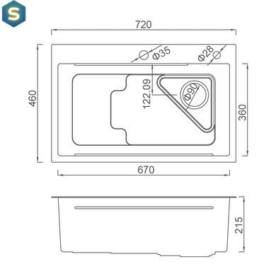Кухонная мойка Gappo GS7246 накладная 720x460 мм, нержавеющая сталь, Нержавеющая сталь
