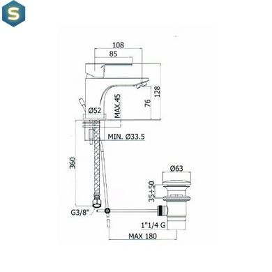Змішувач для умивальника Paffoni Green GRE 075 CR, Хром