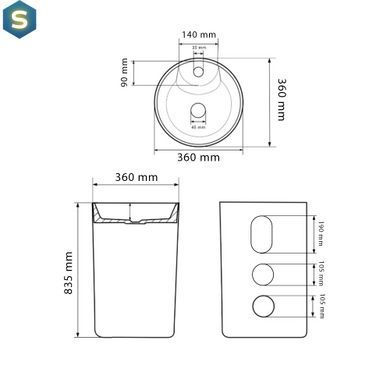 Умывальник напольный VBI Vinici white VBI-019015, Белый