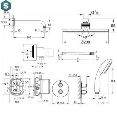 Душова система прихованого монтажу Grohe Grohtherm 3461400A