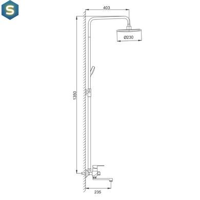Душова система Frap F2441 з поворотним виливом, білий/хром, Хром