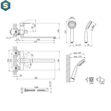 Смеситель для ванной Kroner KRM Oker - C070 CV019668, Хром