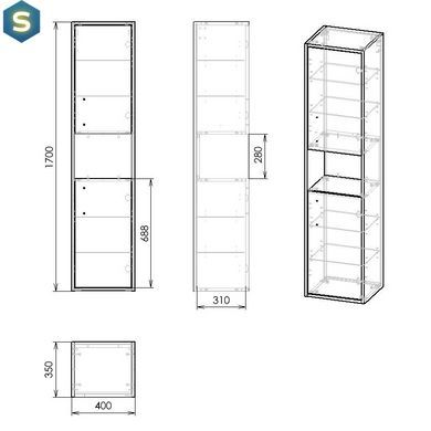 Пенал подвесной Imprese Vyskov 170x40x35 см дуб f3253Dr, Дуб