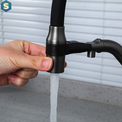 Змішувач для кухні на дві води Gappo G4398-89 сталь, Графитовый хром