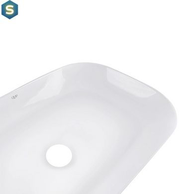 Умывальник Qtap Robin накладной прямоугольный 610x400x145 мм White + донный клапан PU02, Белый