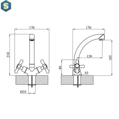 Смеситель для кухни Agua Toledo-C032 CV016441, Хром